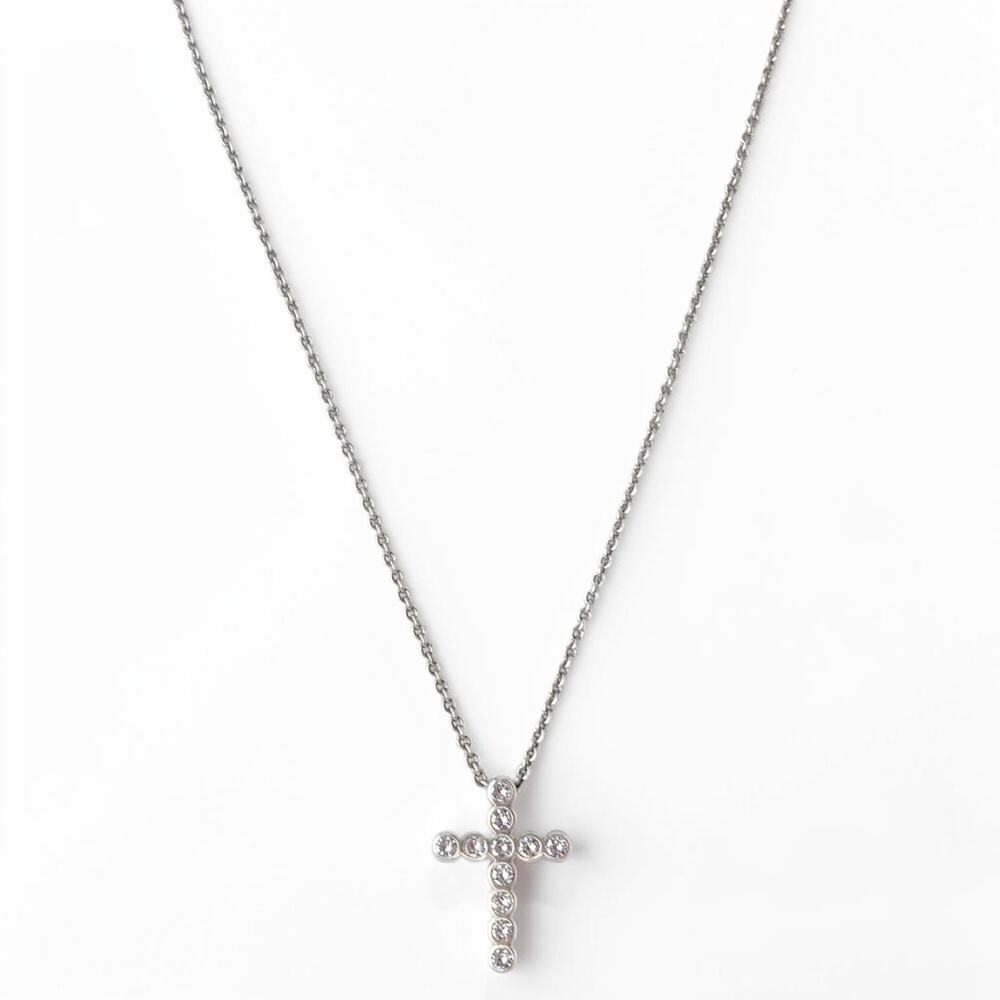 Brighton U R Loved Rhinestone Cross Pendant Necklace Reversible Engraved Retired